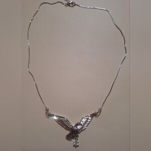 Oak & Ivy Boutique Silver Tone Bird Necklace With Rhinestone 18.5-21" NWOT